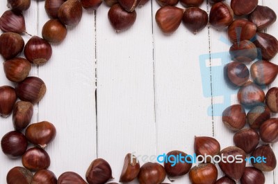 A Bunch Of Sweet Chestnuts Stock Photo