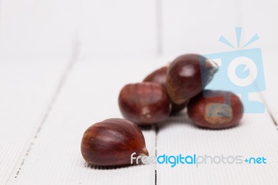 A Bunch Of Sweet Chestnuts Stock Photo