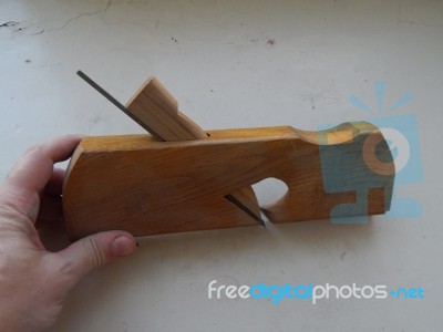 A Collection Of Planes For Carpentry Work On Wood Stock Photo