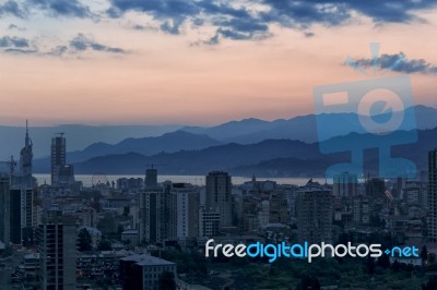 A Colorfull Dawn In Batumi Stock Photo