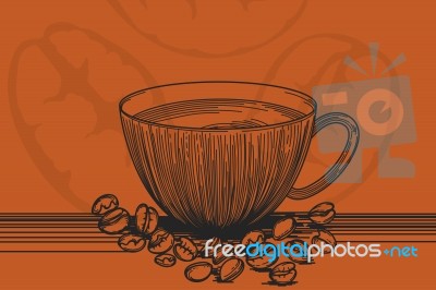 A Cup Coffee Drawing Stock Image