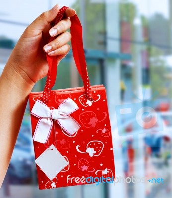 A Gift Wrapped Bag Stock Photo