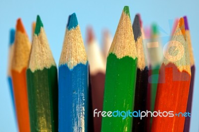 A Group Of Coloured Pencils Stock Photo