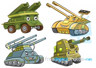 A Group Of  Tank Cartoon Stock Image