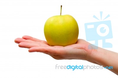 A Hand Holding Apple Stock Photo