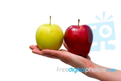 A Hand Holding Red Apple Stock Photo