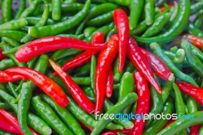 A Heap Of Fresh Chili Peppers Stock Photo