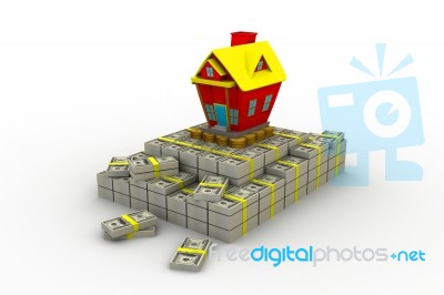 A House  On The Dollar Notes Stock Image