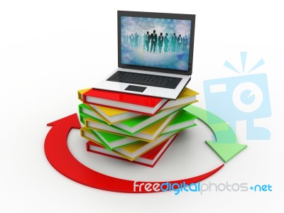 A Laptop With Books Stock Image