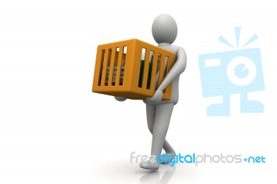 A Man Carrying Cardboard Box Stock Image