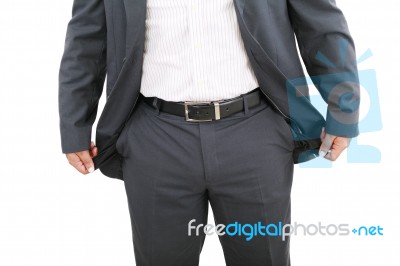 A Man Shows His Empty Pockets Stock Photo