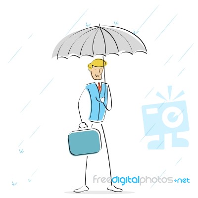 A Man Walking In Rainy Day Stock Image