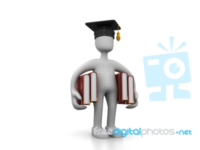 A Man With Cap Holding Books Stock Image