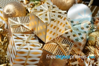 A Pile Of Christmas Gifts Stock Photo