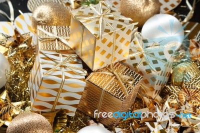 A Pile Of Christmas Gifts Stock Photo