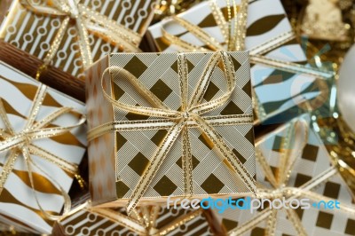 A Pile Of Christmas Gifts Stock Photo