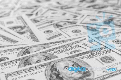 A Pile Of One Hundred U.s. Dollar Bills Background Stock Photo