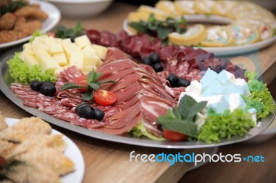 A Plate Of Appetizer With Cold Platter Stock Photo