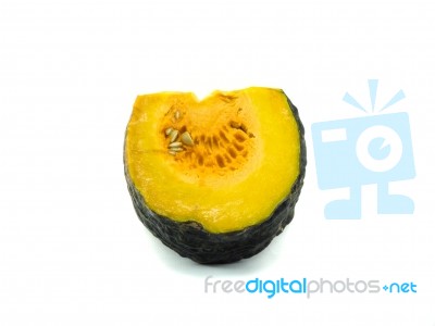 A Quarter Pumpkin Isolated On The White Background Stock Photo