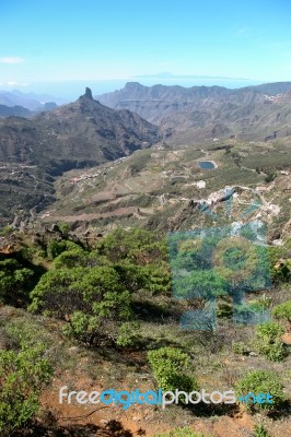 A Scenic View Of The Mountains And Valleys In Gran Canaria Stock Photo