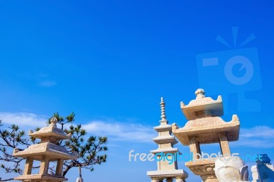 A Stone Pavilion And Blue Sky Stock Photo