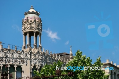 A Strange Tower Or Turret  In Barcelona Stock Photo