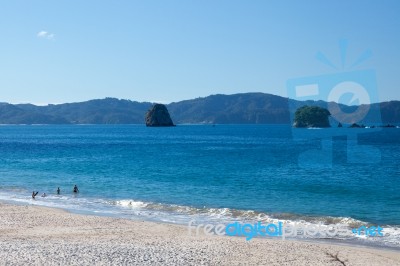 A Summer Evening At Hahei Beach In New Zealand Stock Photo