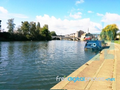 A Summers Day At The River Embankment Stock Photo