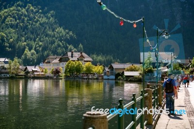 A Sunny Day Beside The Lake At Hallstatt Stock Photo