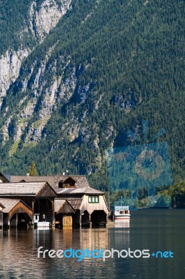 A Sunny Day Beside The Lake At Hallstatt Stock Photo