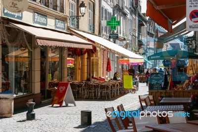 A Typical Colourful Street Scene In Boulogne France Stock Photo