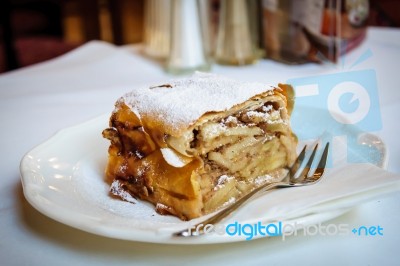 A Viennese Strudel Apple (wiener Apfelstrudel),a Viennese Pastry… Stock Photo