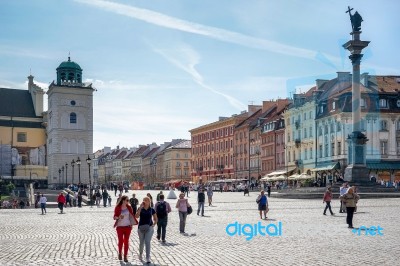 A View Of The Old Market Square In Warsaw Stock Photo