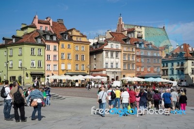 A View Of The Old Market Square In Warsaw Stock Photo