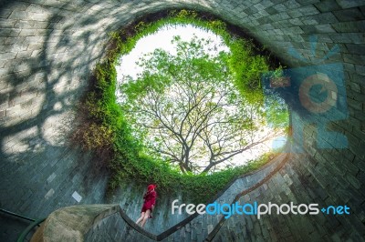 A Woman At Fort Canning Park, Singapore Stock Photo