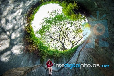 A Woman At Fort Canning Park, Singapore Stock Photo