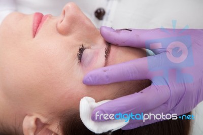 A Woman Getting Permanent Make Up Stock Photo