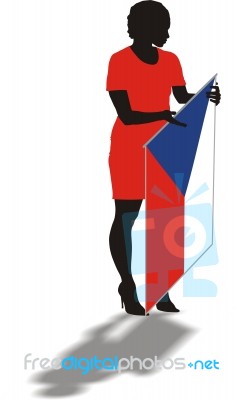 A Woman Holding A Czech Flag Stock Image