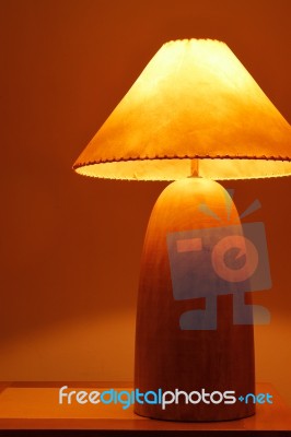 A Wooden Lamp Stock Photo