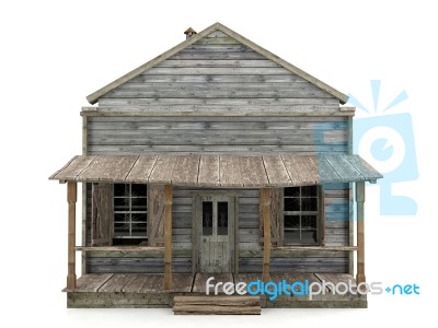 Abandoned House Isolated Front View Stock Image