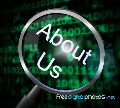 About Us Indicates Magnify Magnification And Research Stock Image