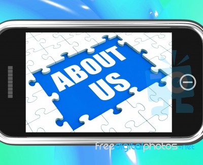 About Us Tablet Shows Contact And Company Philosophy Section Stock Image