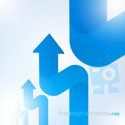 Abstract Blue Arrow Sign Growth To Technology Background Stock Image