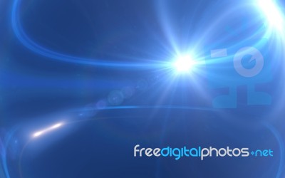 Abstract Blue Digital Lens Flare With Black Background Stock Image