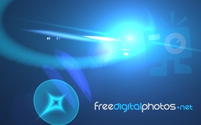 Abstract Blue Lens Flare Light Over Black Background
 Stock Image