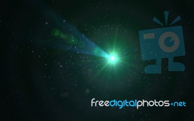 Abstract Blue Lens Flare Light Over Black Background Stock Image