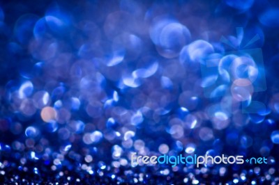 Abstract Blur Blue  Bokeh Lighting From Glitter Texture Stock Photo