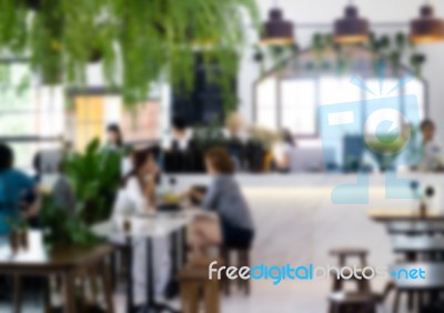 Abstract Blur Coffee Shop Interior Stock Photo