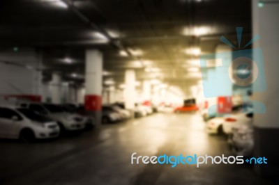 Abstract Blur Parking Car Indoor For Background Stock Photo