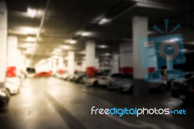 Abstract Blur Parking Car Indoor For Background Stock Photo